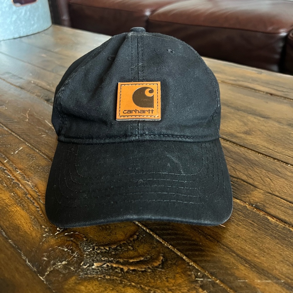 Carhartt Charcoal Cap with Leather Logo Patch - Picture 1 of 3